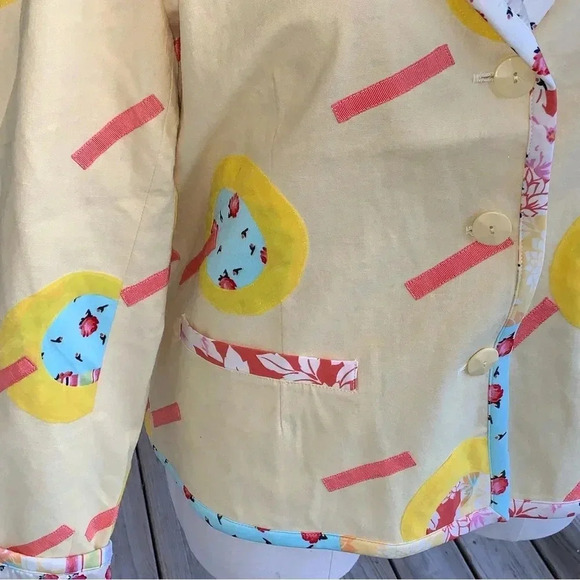 NEW Koos of Course Butter Yellow Linen Blend Blazer Jacket XL Artsy QUIRKY QVC - Picture 5 of 7